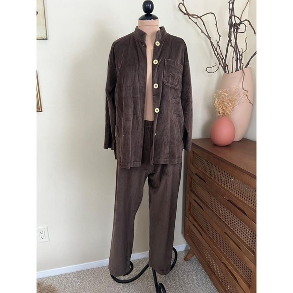 Vintage Pants - Vintage SK Sport Brown Velour Two Piece Lounge Set